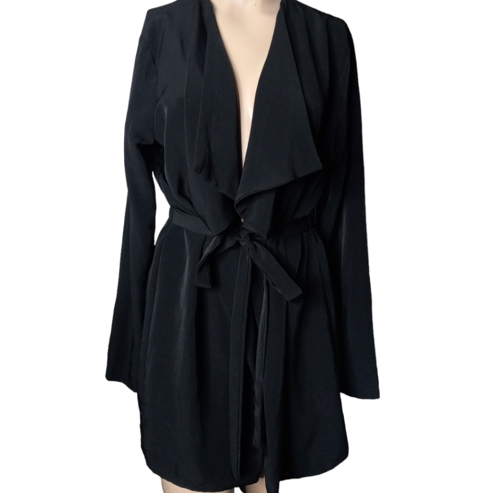 Trench  coat black belt long sleeves size M
